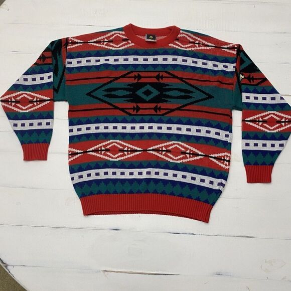 Decente Vintage Wool Blend Aztec Print Sweater XL - Picture 1 of 10